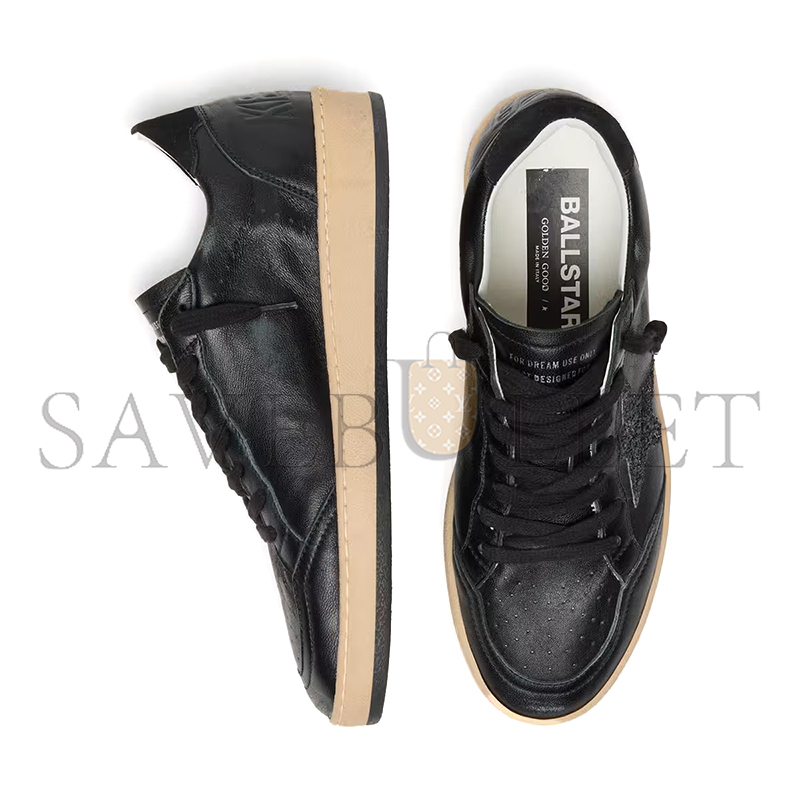 GOLDEN GOOSE BALL STAR IN BLACK NAPPA WITH BLACK GLITTER STAR AND SUEDE HEEL TAB GWF00117